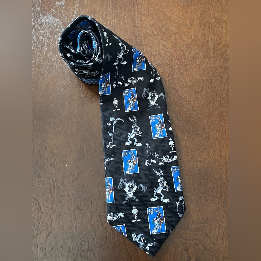 Looney Tunes "Stamp Collection" Men’s Polyester Necktie Vintage